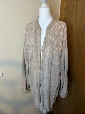 L.L.Bean Open Front Knit Cardigan Sweater Women’s Tall Medium Beige Cozy Layer